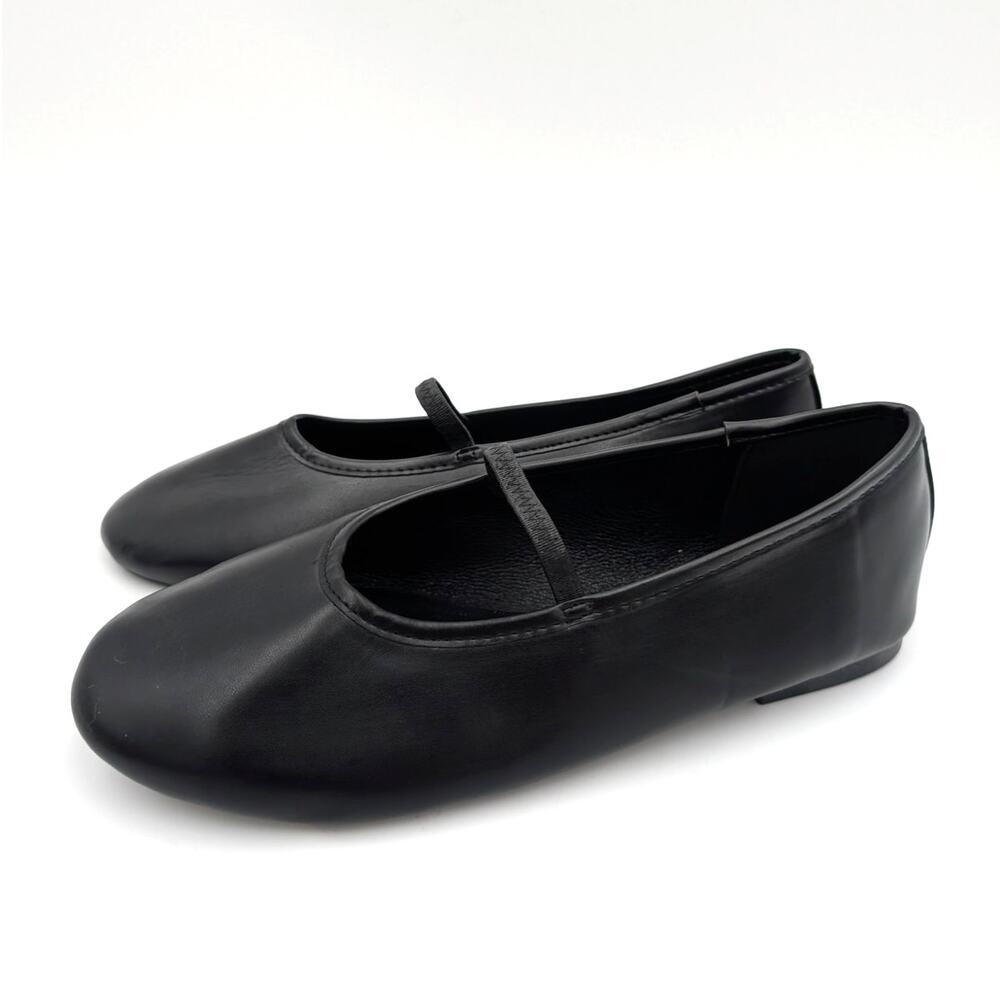Wild Diva Mary Jane Leather Ballerina Flats Women's Black Size US7.5 EU38